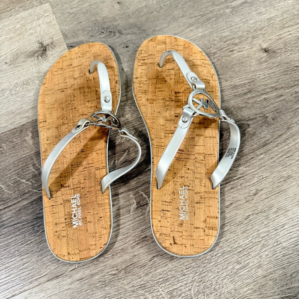Michael Kors Silver Sandals with Metallic Straps